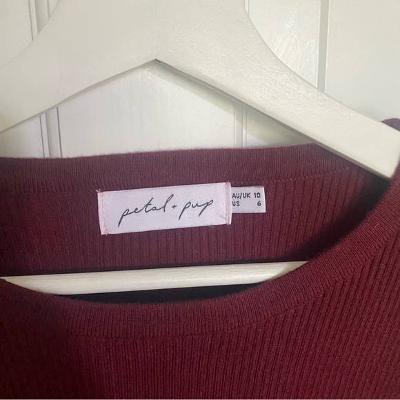 EUC - Petal & Pup - Lace Balloon Sleeve Knit, Burgundy Red - Picture 4 of 5